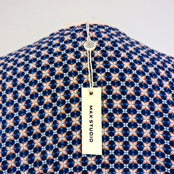 Max Studio Blue and Black Patterned Blouse - Picture 2 of 5